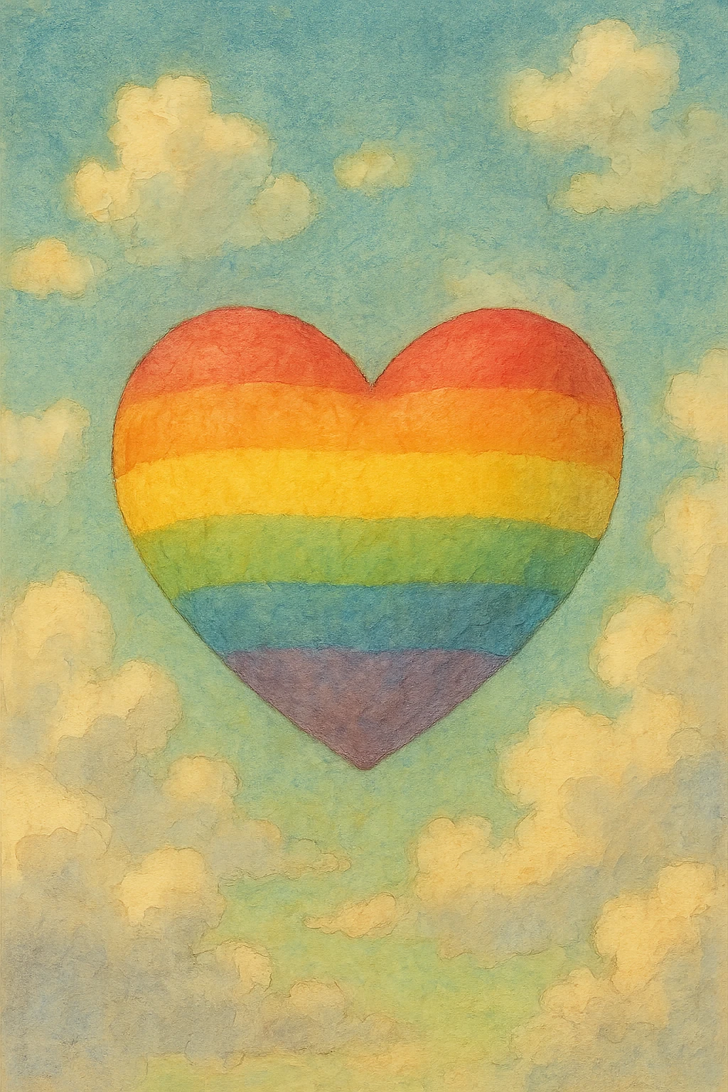 rainbow pride heart, ghibli style, no text emoji