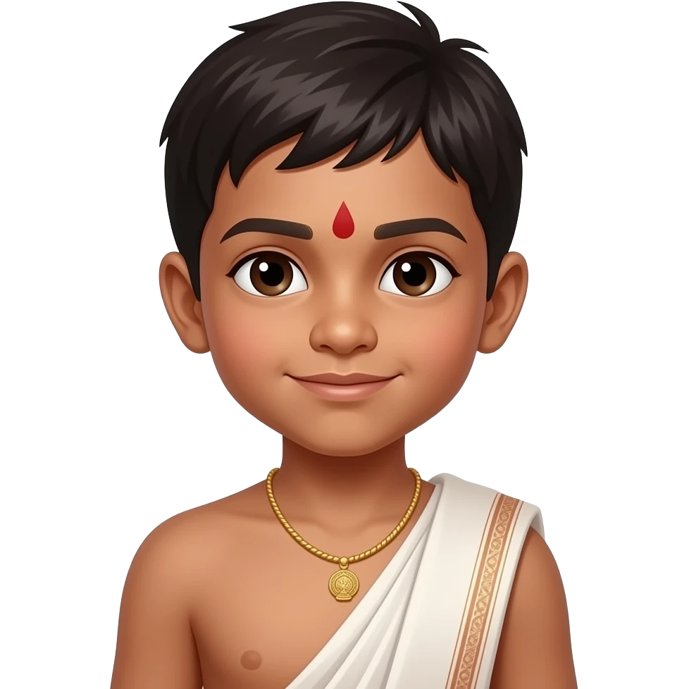 Create a emoji of a shirtless kid wearing a dhuti emoji