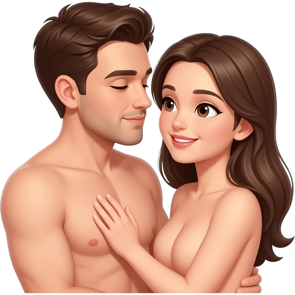 Cute naked couple having x-rated intimate butt naked sex emoji