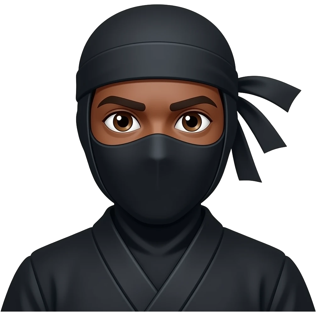 Brown skinned or light skinned Black ninja emoji representing YN’s emoji