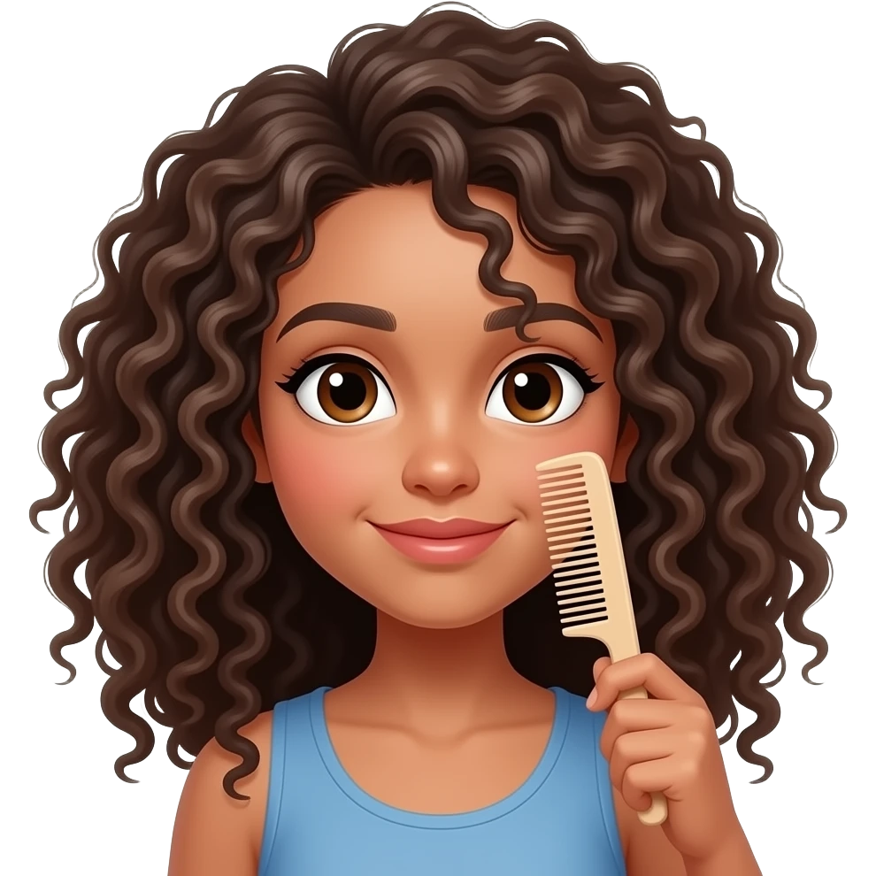 agent girl with curly hear and using  acomb emoji