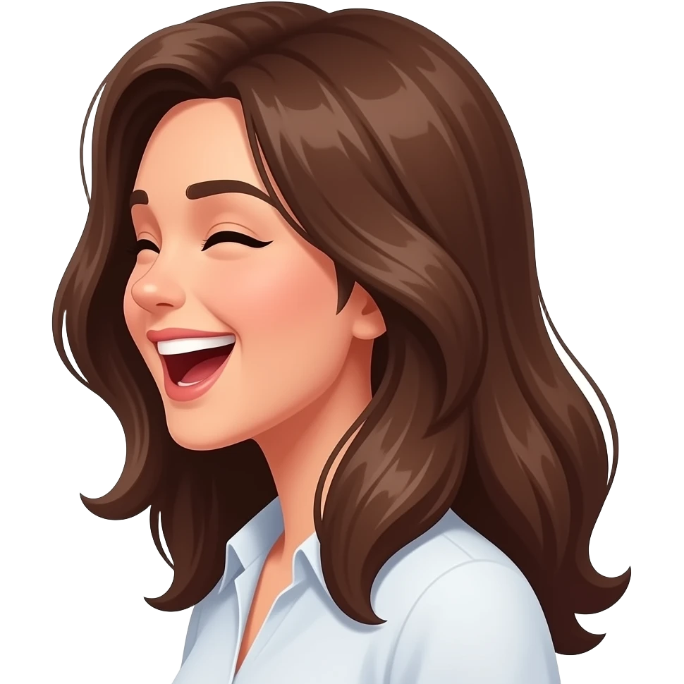 women laughing histerically in side view emoji