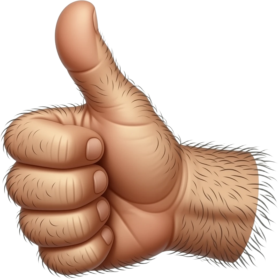 Wrinkly and hairy hand giving a thumbs up emoji