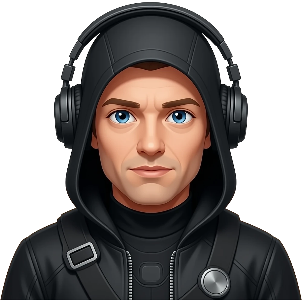 paul atreides  blue eyes with black beigehood in dune with headphone garniture emoji