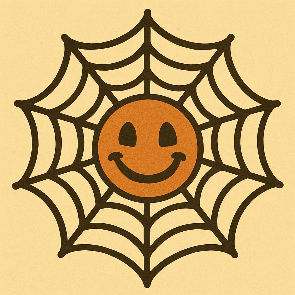 Create images of happy retro cob web. Use this image for inspiration. emoji