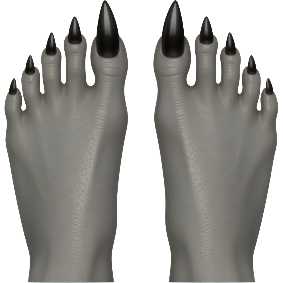 Gray feet with black long toenails emoji