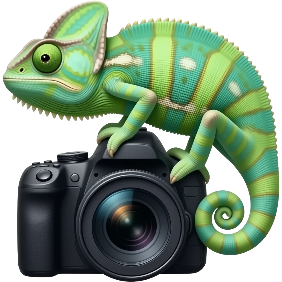 Chameleon in front of camera or Media emoji