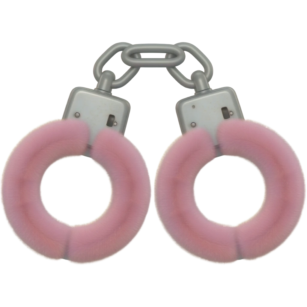 Pink fluffy cute handcuffs emoji