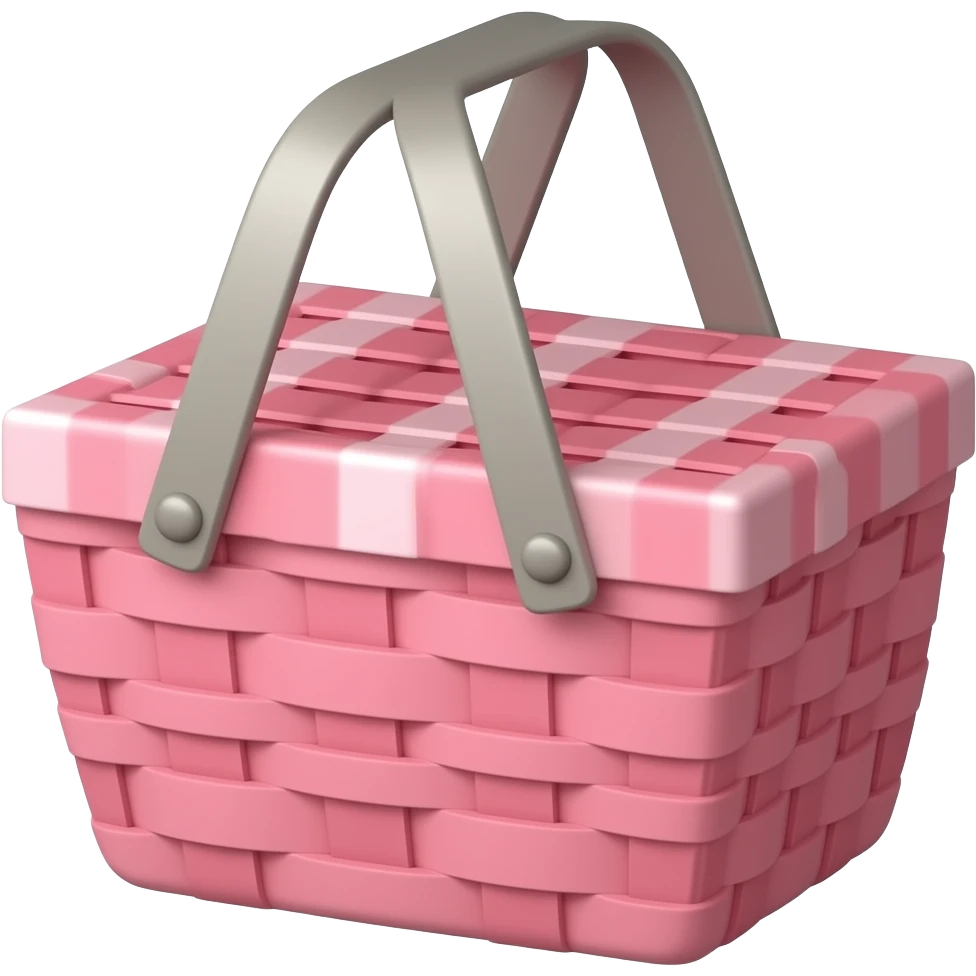 Pink picnic basket with two handles emoji