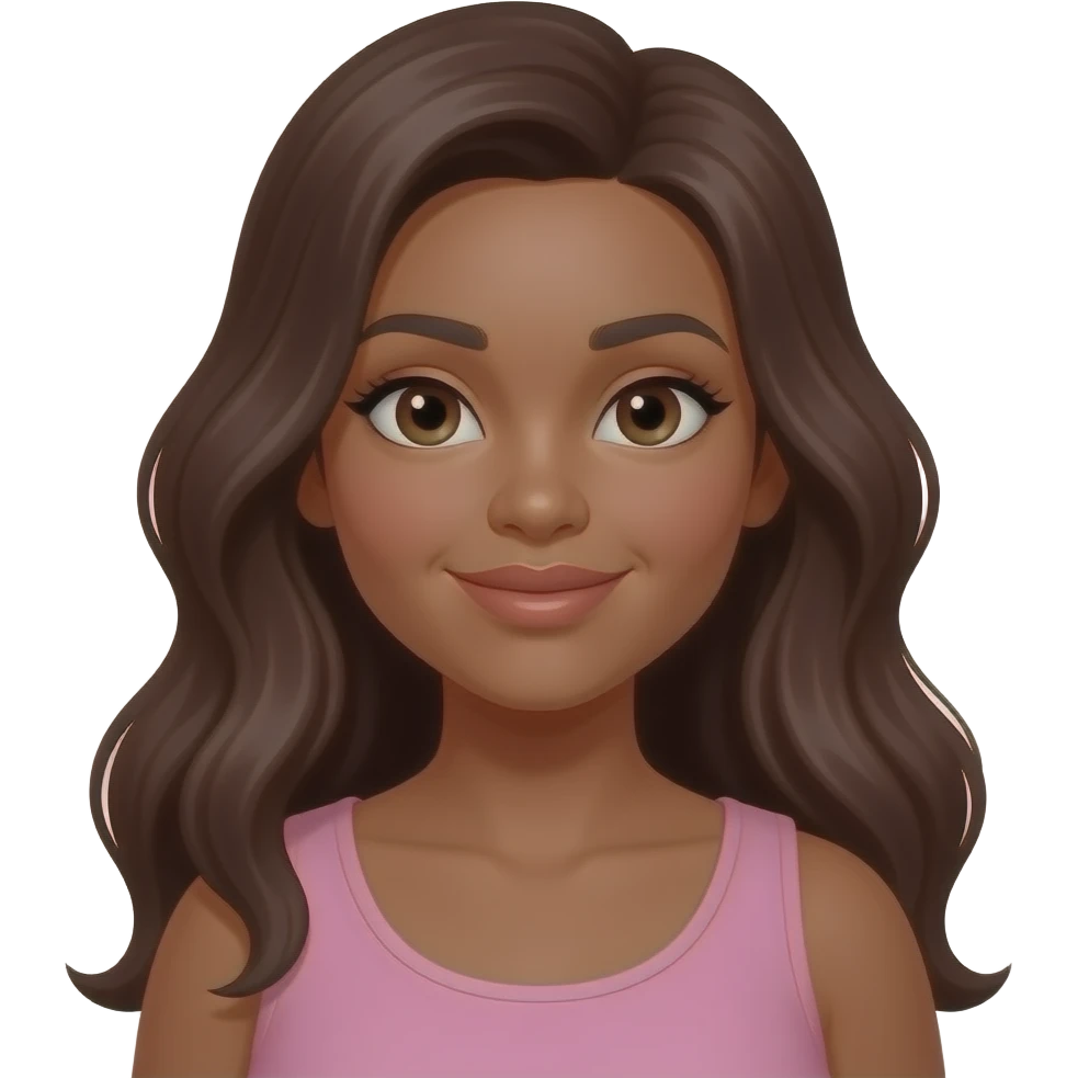 morena, pero mno tanto de cabello castaño, medio gordita emoji