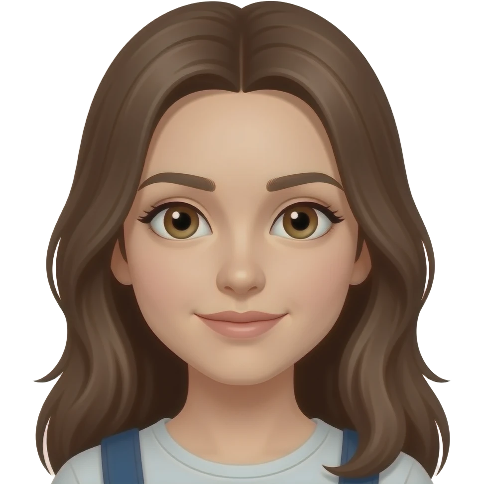 Mädchen mit braunen Augen und braunen langemHaaren Mittelscheitel emoji