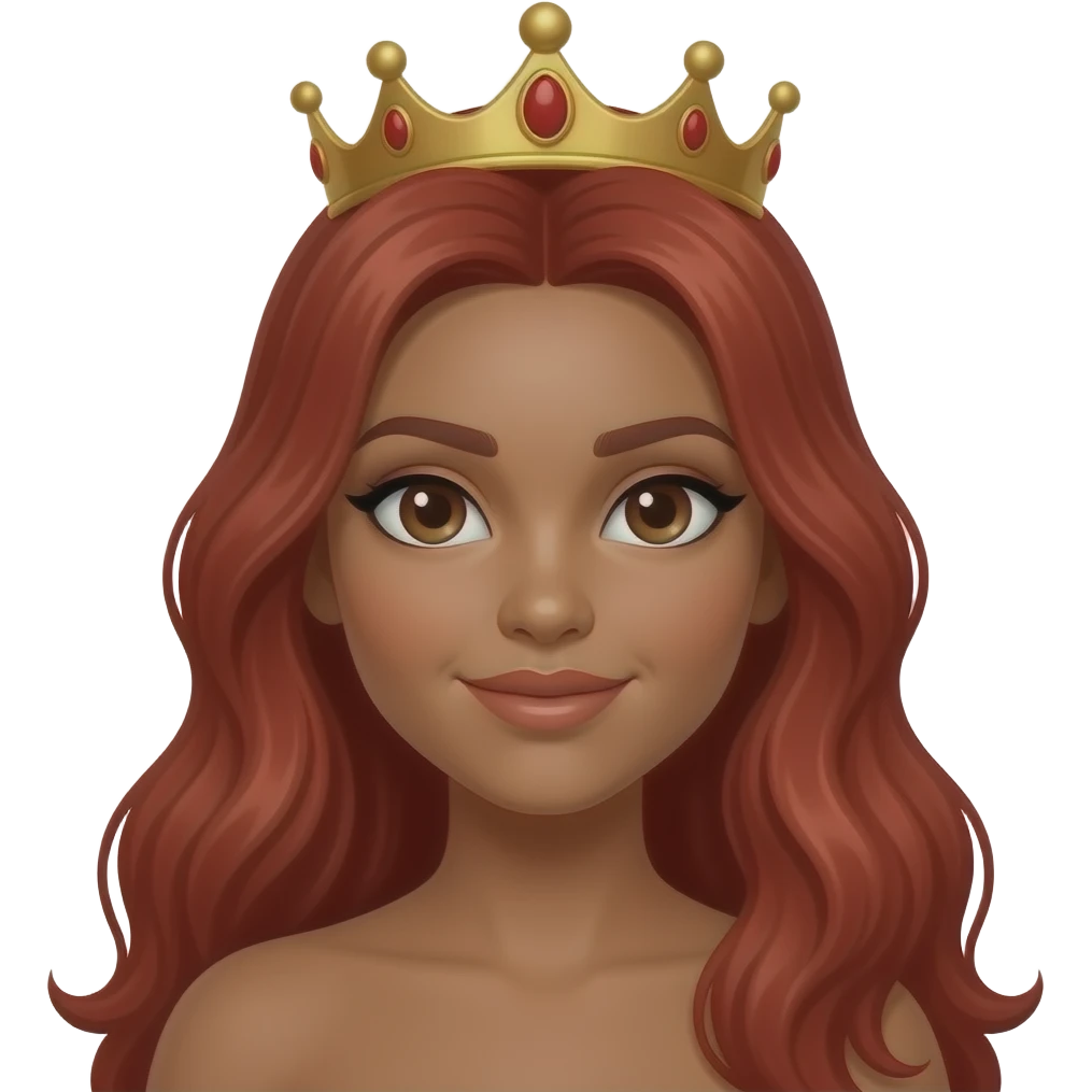 long red head queen light dark skin brown eyes emoji
