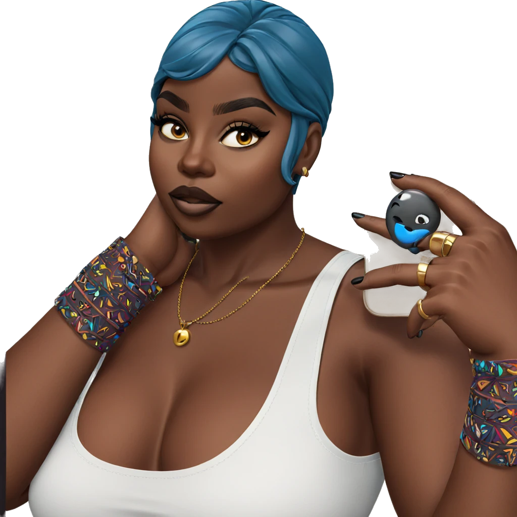 dark skinned beauty with phone emoji