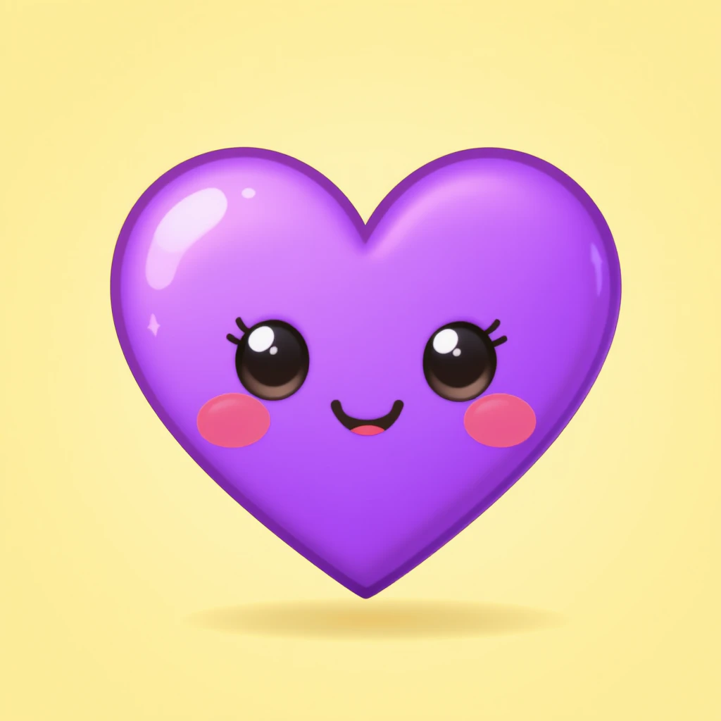 purple heart emoji with a cute face emoji