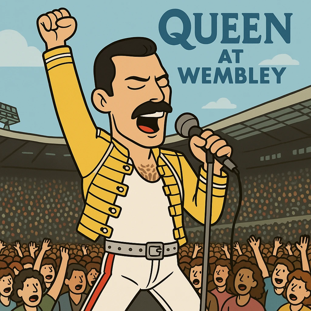 Freddie Mercury people lots of people Queen at Wembley emoji