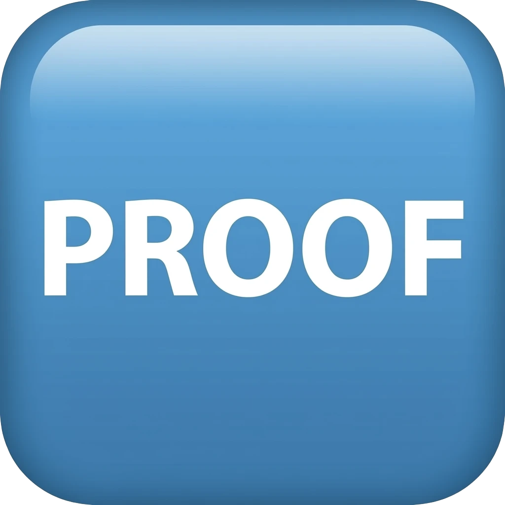 a blue square with PROOF in white text. flat style, discord style. no gradient emoji