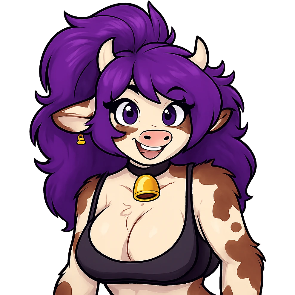 cow girl with purple hair emoji