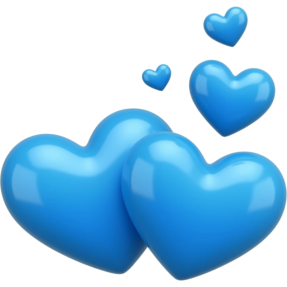 These 2 Blue hearts With a few smaller blue hearts floating up emoji