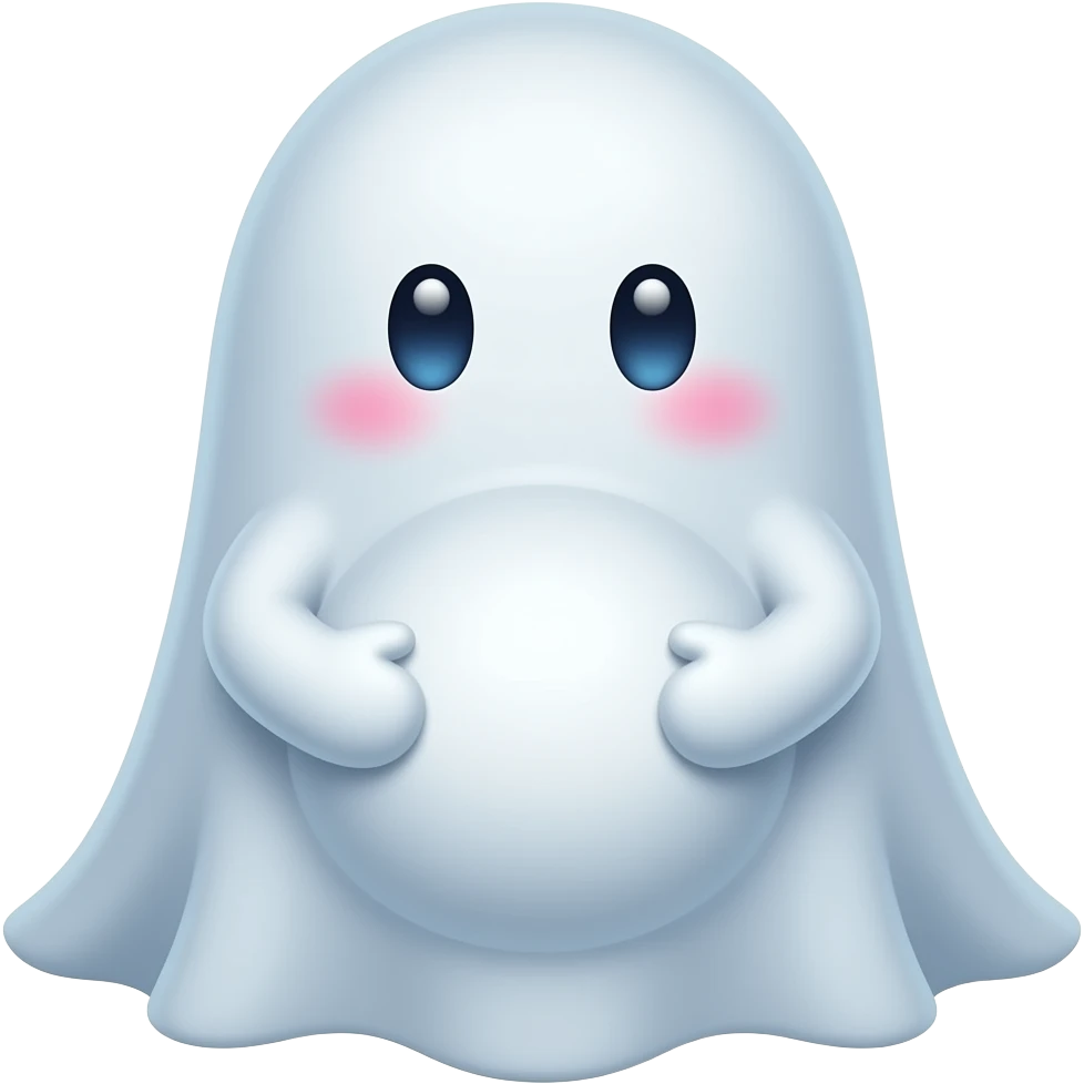 cartoon avatar in trending style, ghost-like character, pregnant, cute and playful design, colorful, modern illustration emoji