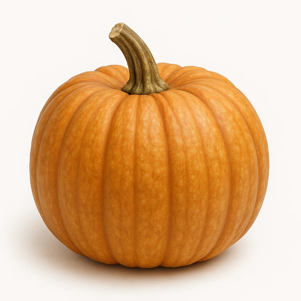 realistic pumpkin vegetable, no face, no Halloween theme, no decorations, no carving emoji