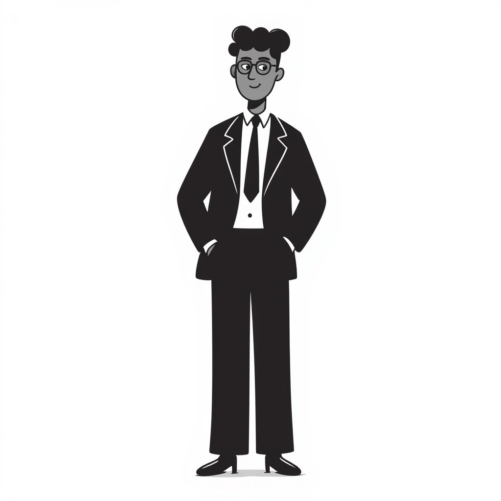 a dark-skinned man in a suit with glasses, full-length emoji