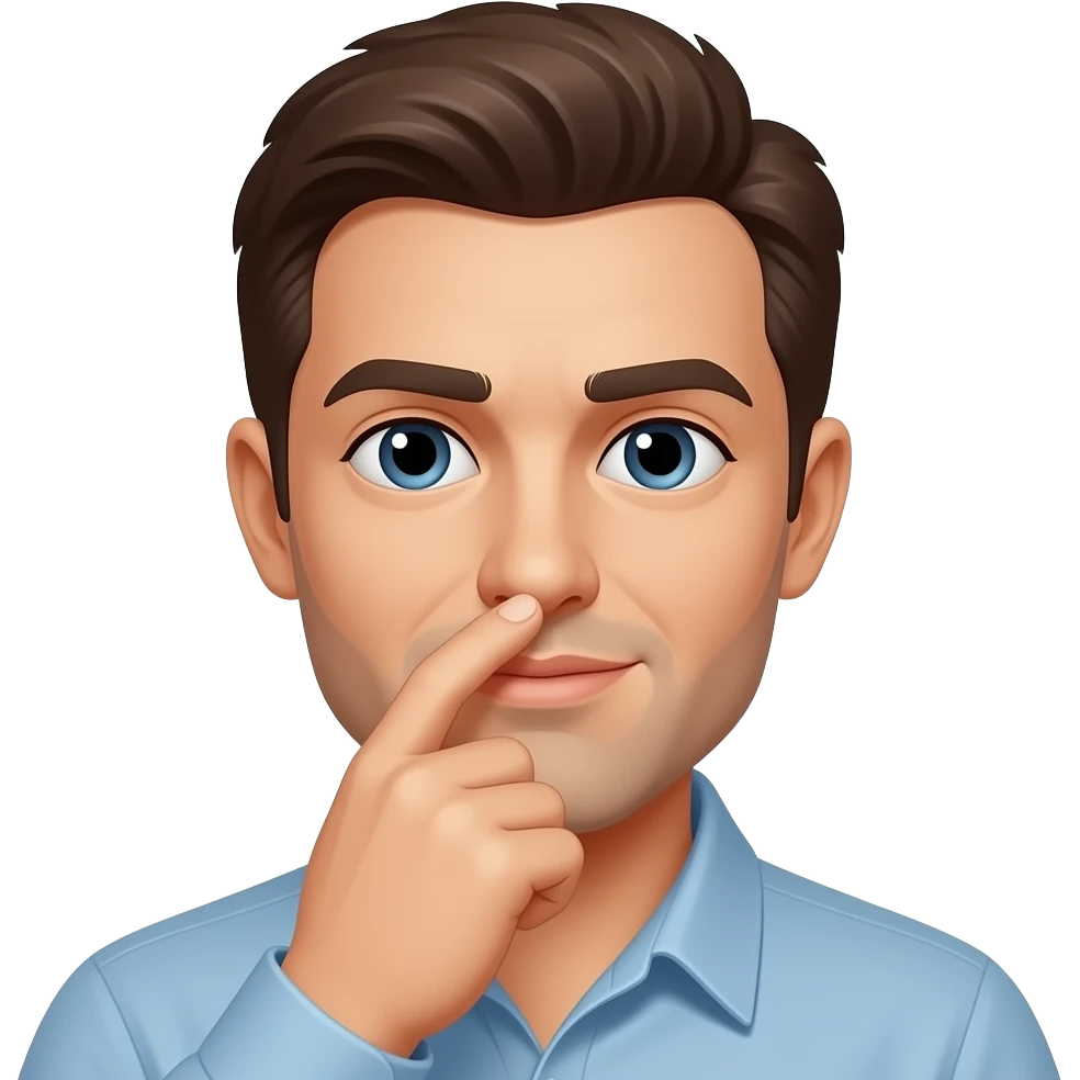 Man with nose in his mouth emoji