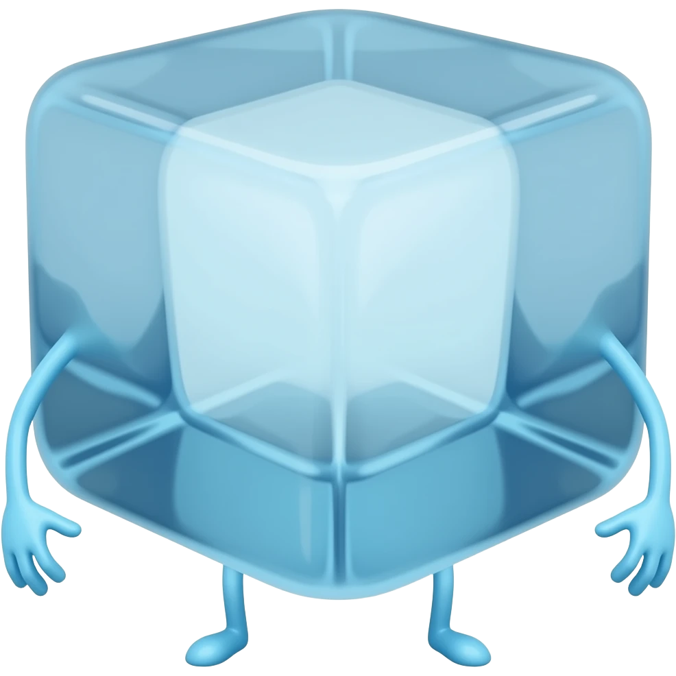 Ice cube with legs without arms emoji