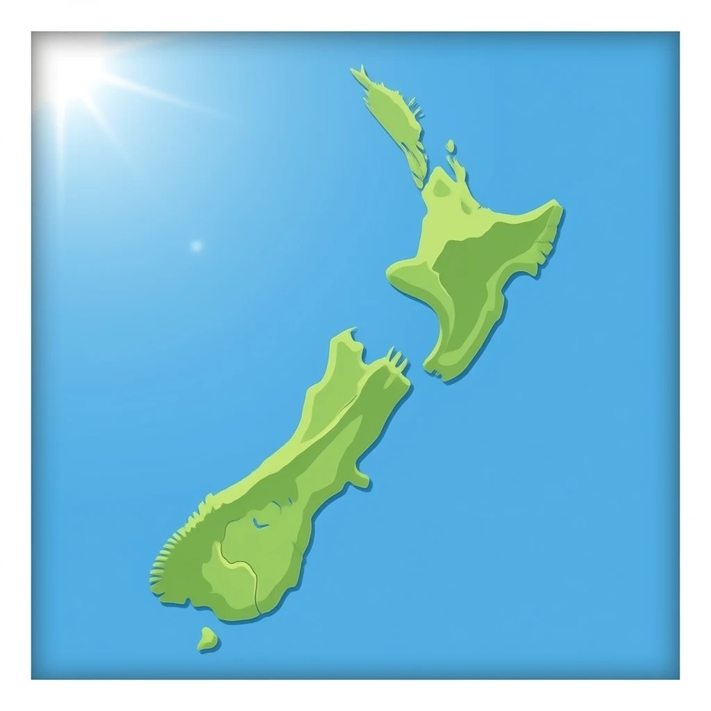 Map of New Zealand, white emoji