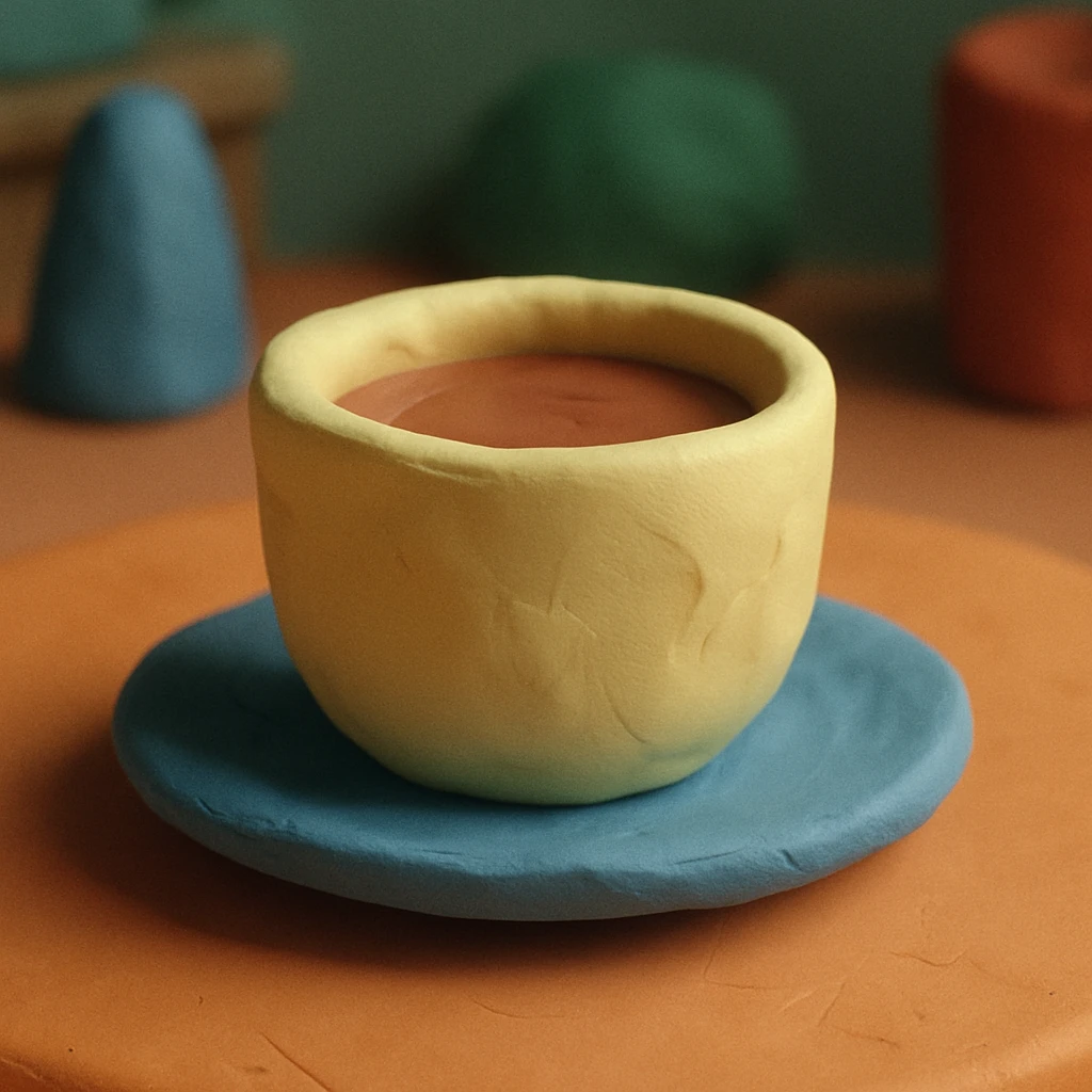 teacup without handle, claymation style emoji
