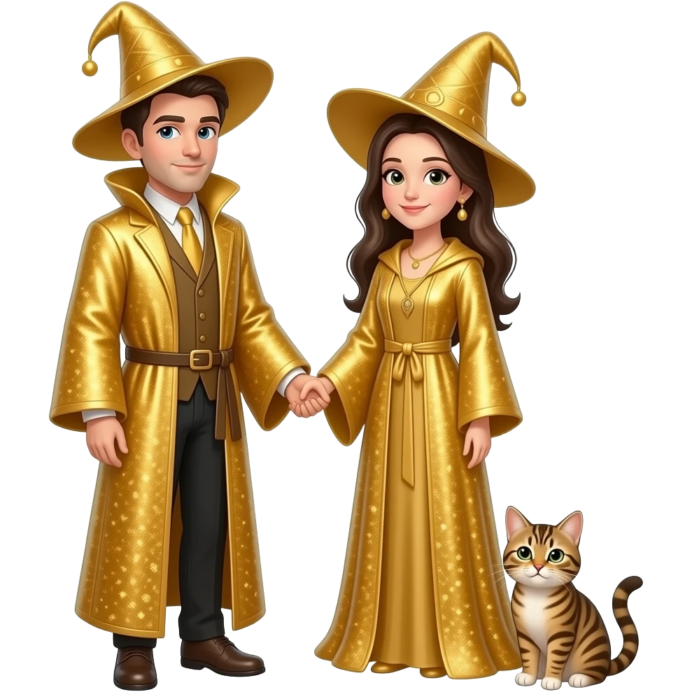 magician couple and their pet cat emoji