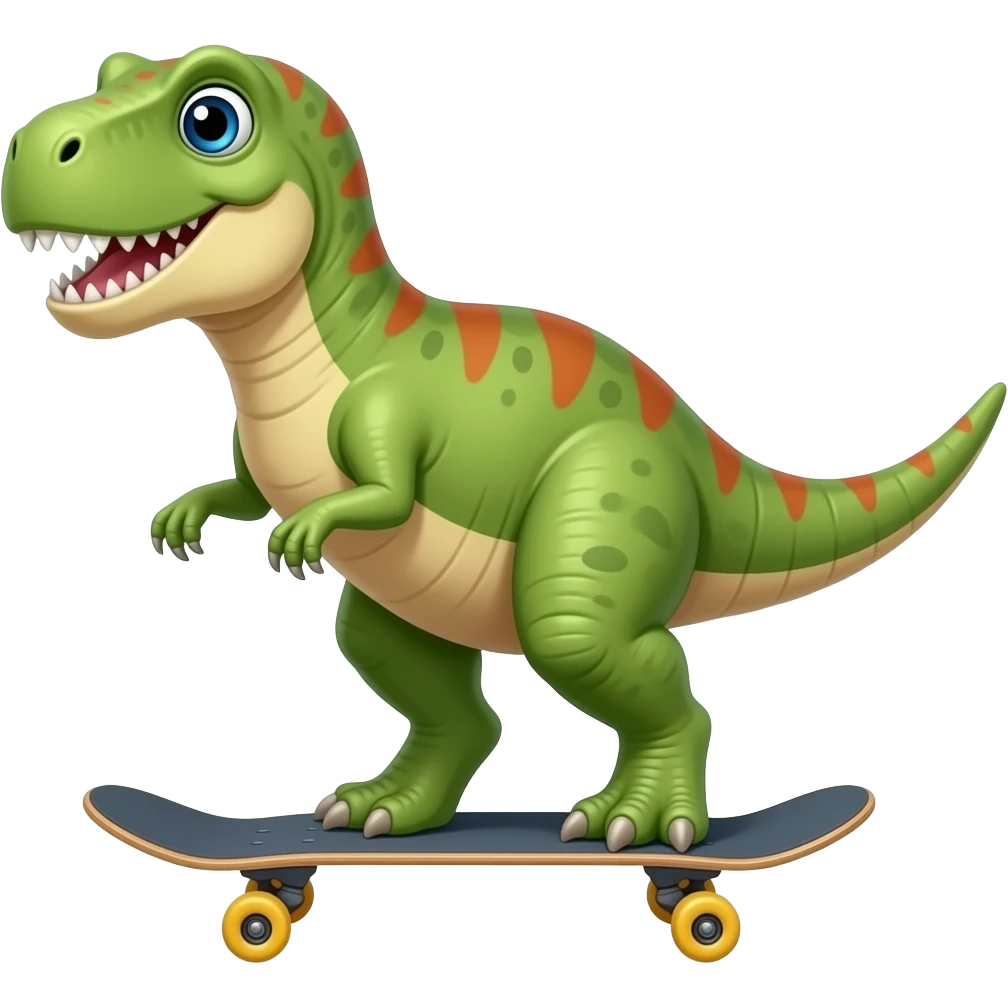 Dinosaur on a skateboard emoji
