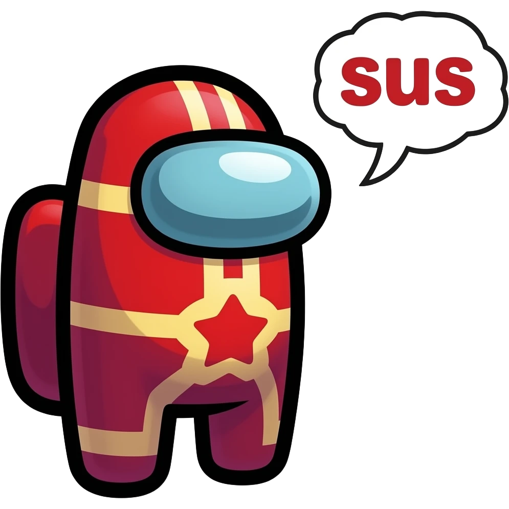 Among us Imposter saying sus emoji