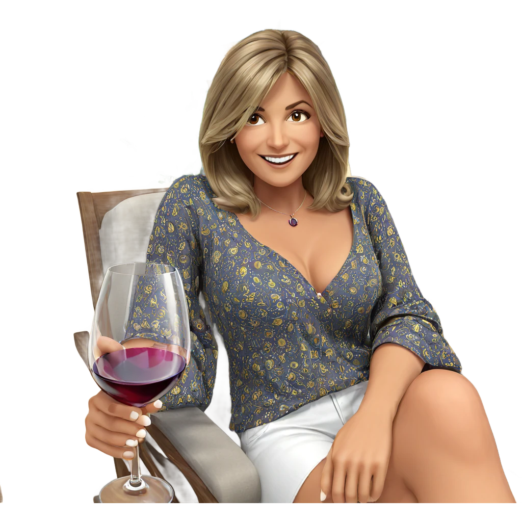 smiling girl with wine glass emoji