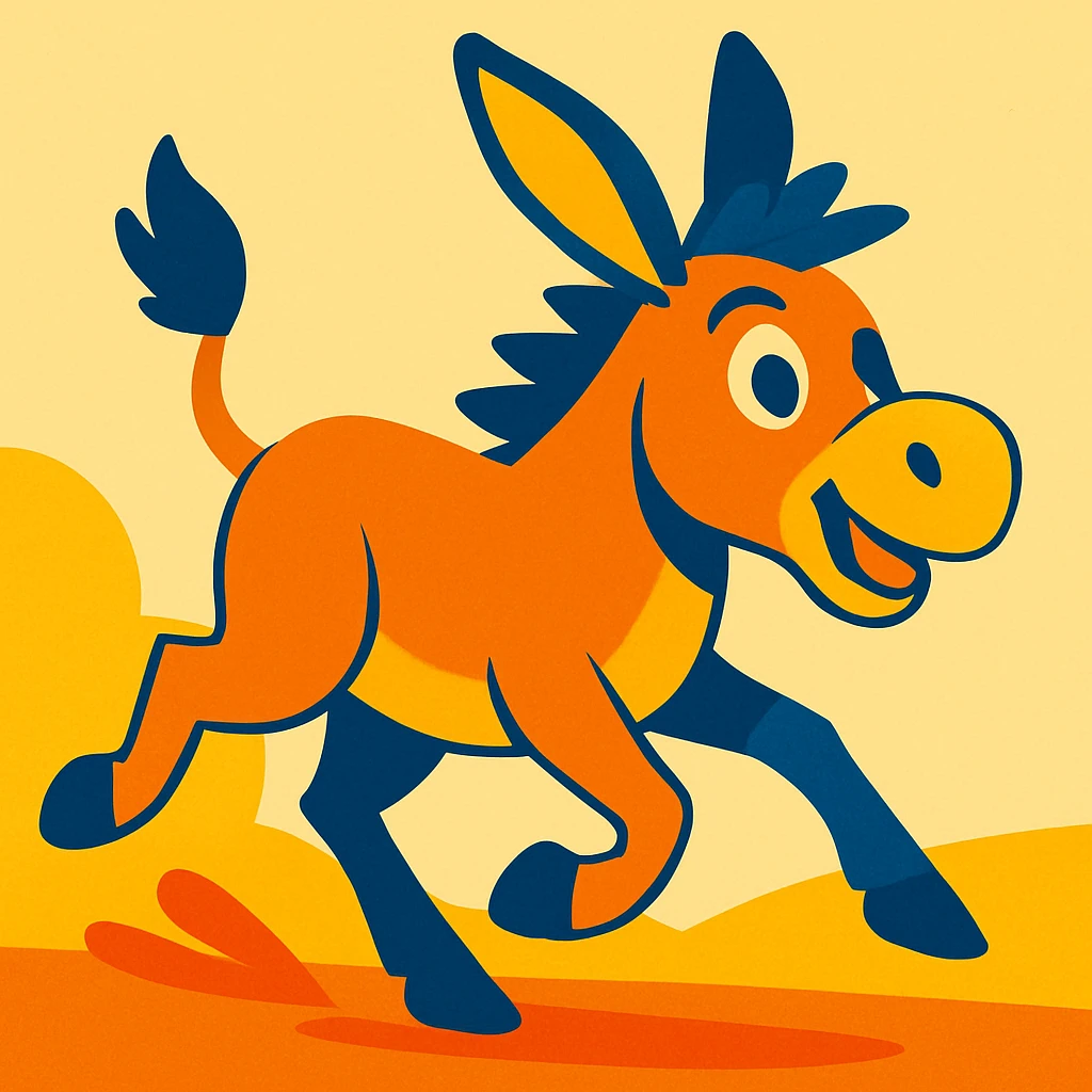 a running donkey, vibrant and energetic emoji