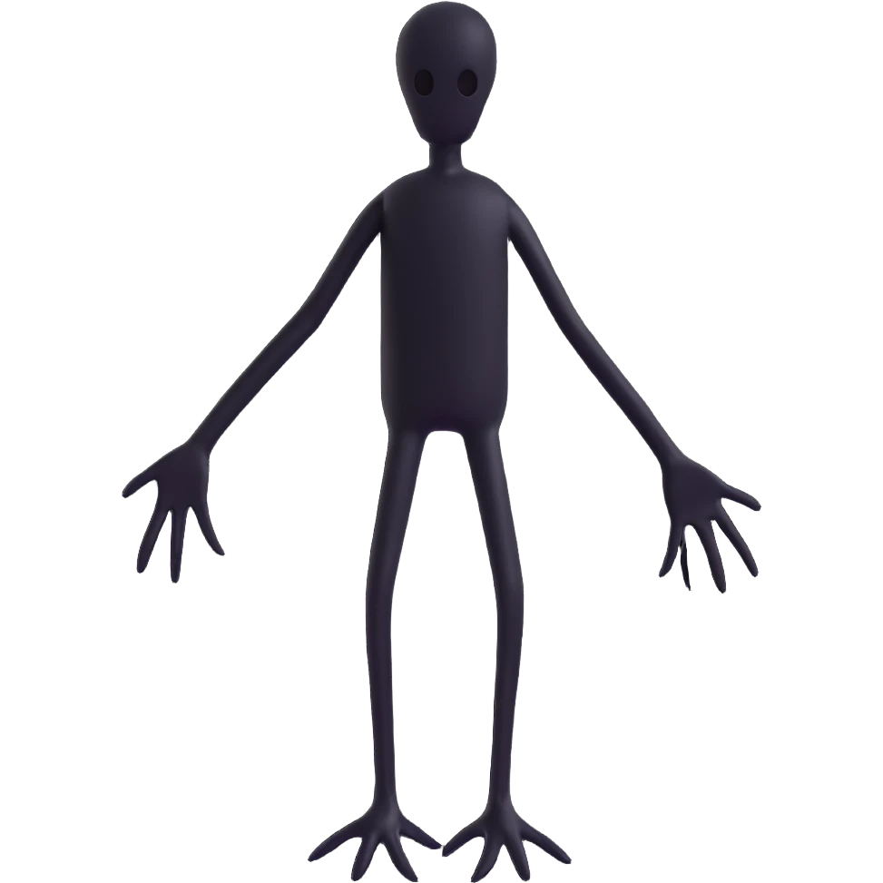 emoji of a black silhouette creature, no face, exaggeratedly long arms and legs, scary and ominous, no text emoji