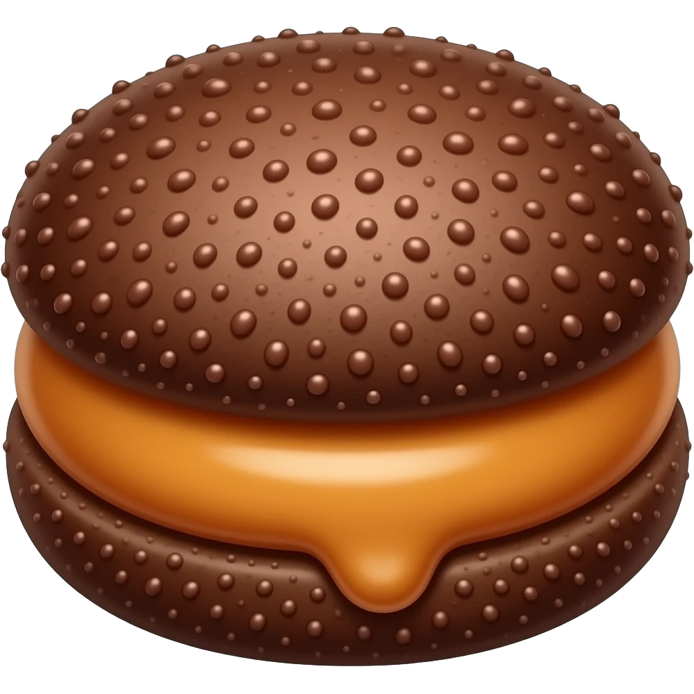 Alfajor con capa de dulce de leche en el medio emoji