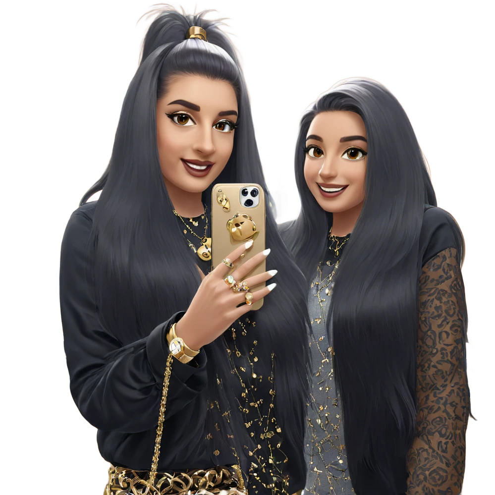 smiling girls with jewelry indoors emoji