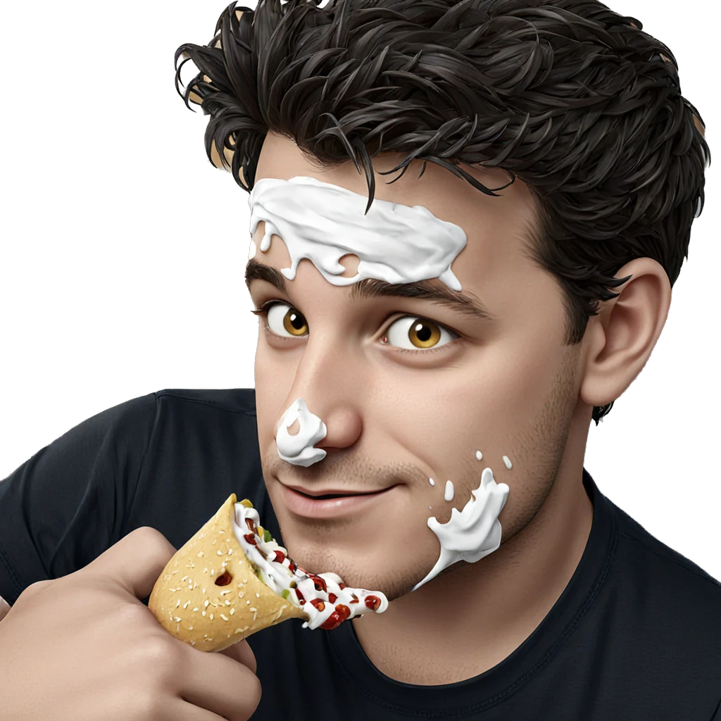 boy enjoying messy food emoji