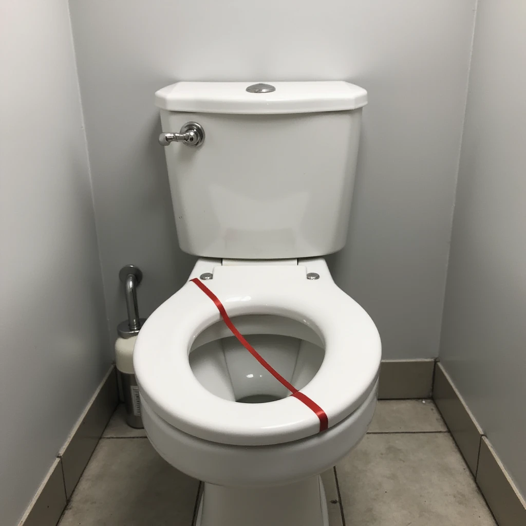a realistic toilet with a diagonal red line crossing it out, high detail, photorealistic style emoji