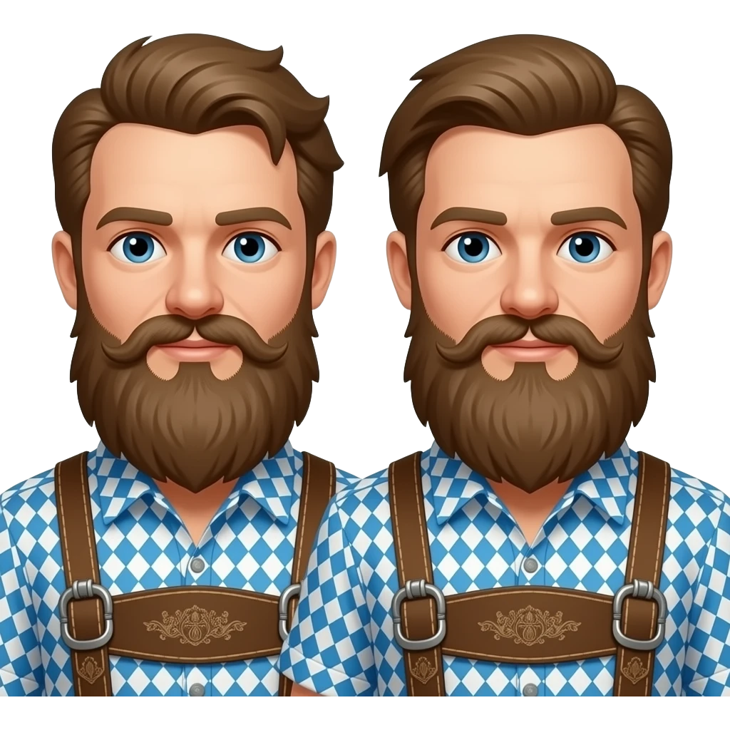 2 gentleman with long beards wearing lederhosen emoji