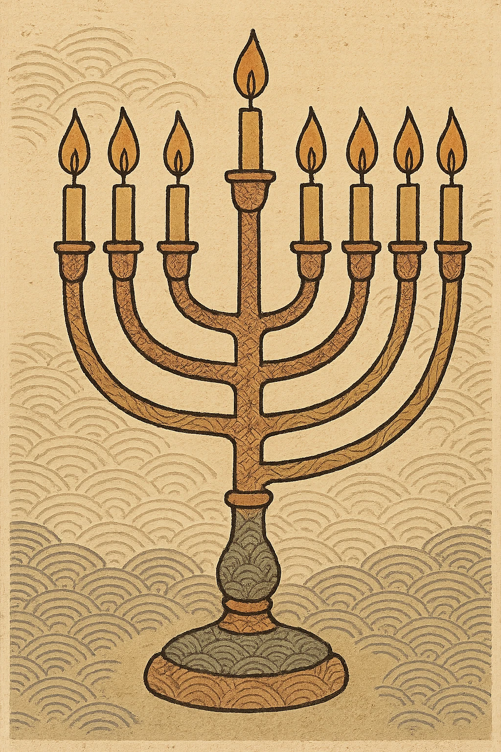 Menorah with 7 branches on transparent background emoji