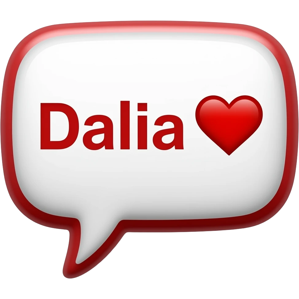 Dialog text box design saying Dalia ❤️ red version emoji