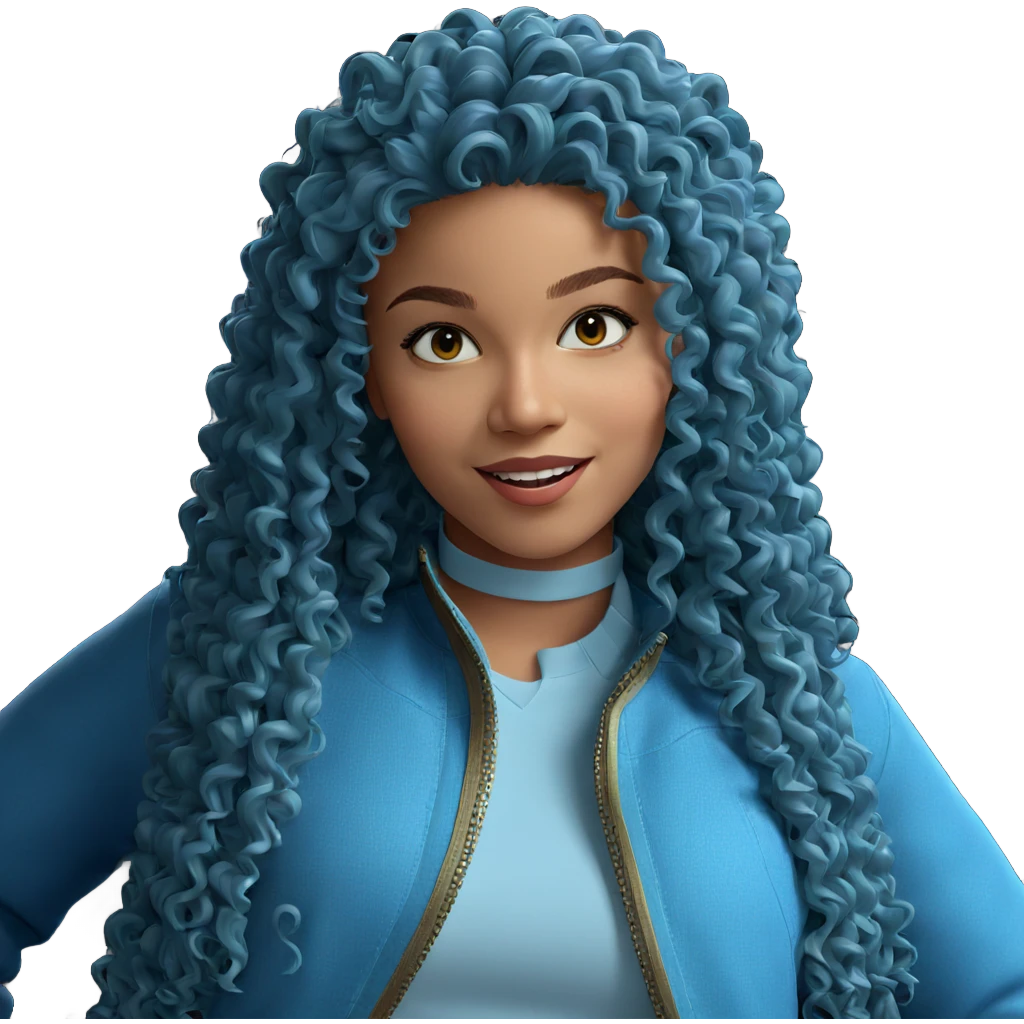 smiling girl with curly hair emoji