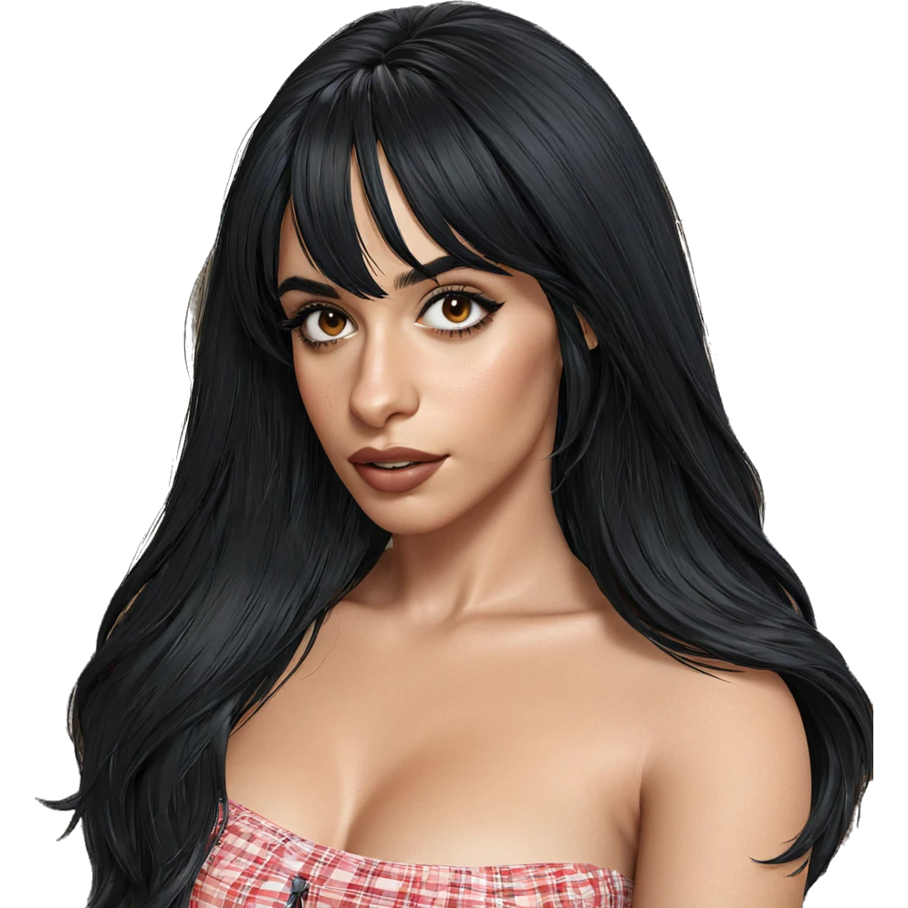 realistic girl with black hair emoji