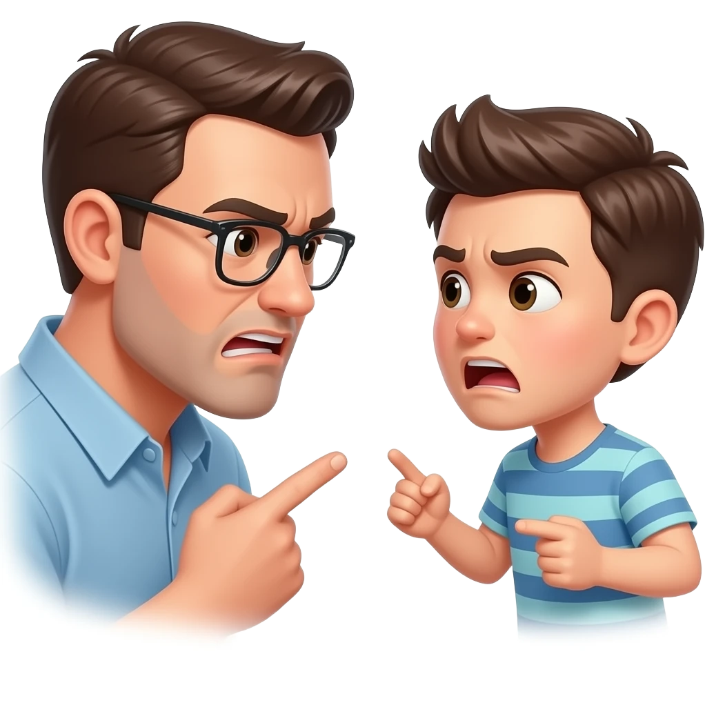 father and son arguing emoji