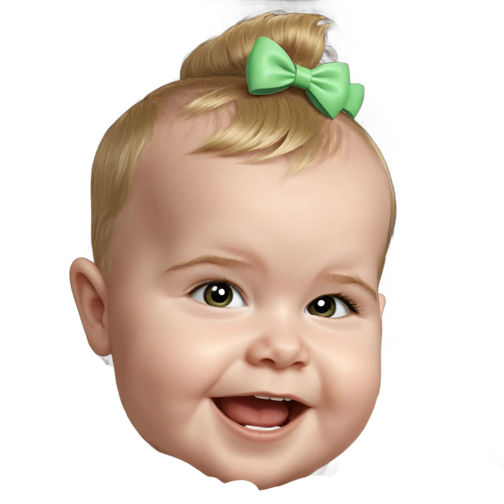 smiling boy with hair bow emoji