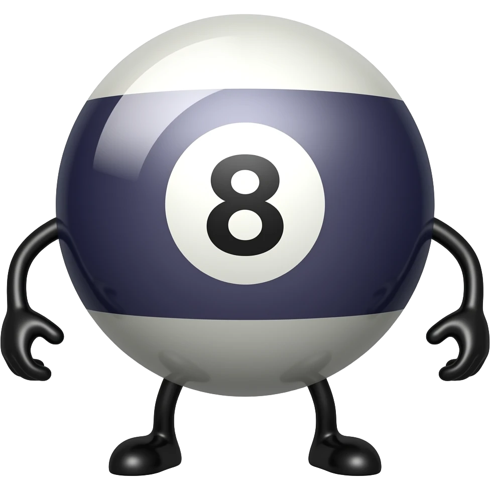 8 ball with legs and arms emoji