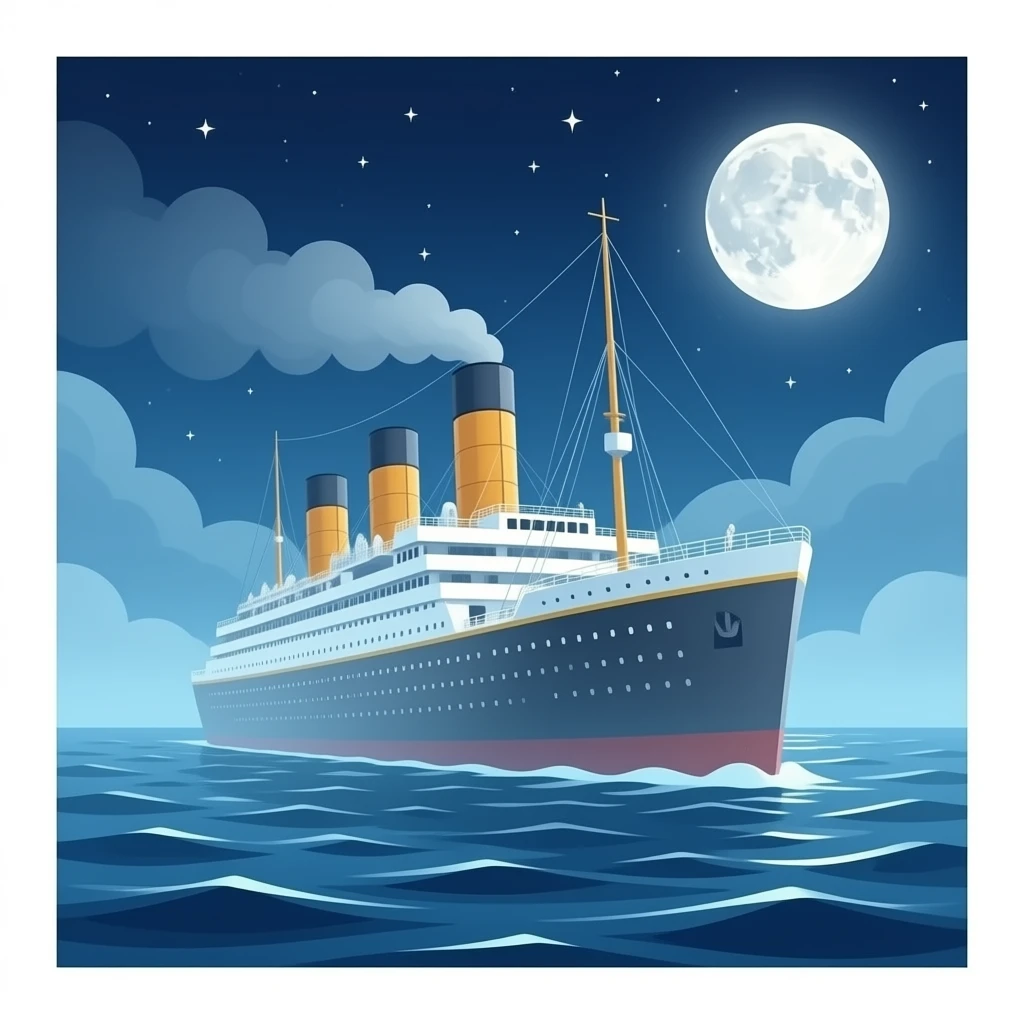 The ghostly Titanic ship floats above the sea emoji