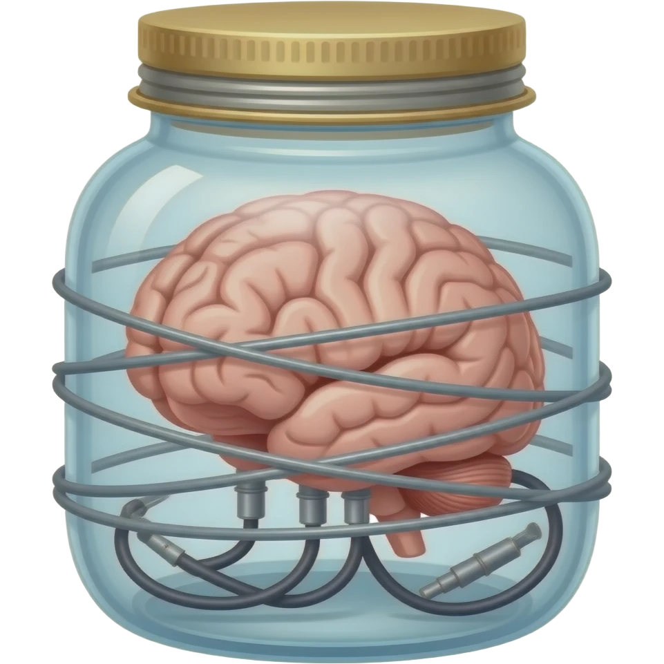 steampunk - a brain placed in medical preparations that is connected to an electrical circuit, a glass jar wrapped in high-voltage wires emoji