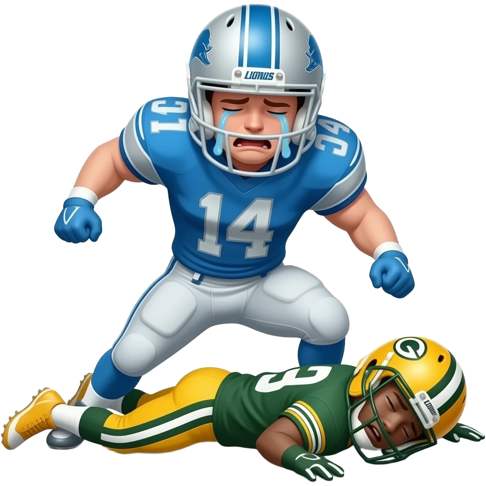 Detroit Lions stomping on a crying Green Bay Packers emoji